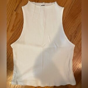 Anthropologie White Sleeveless Ribbed Top